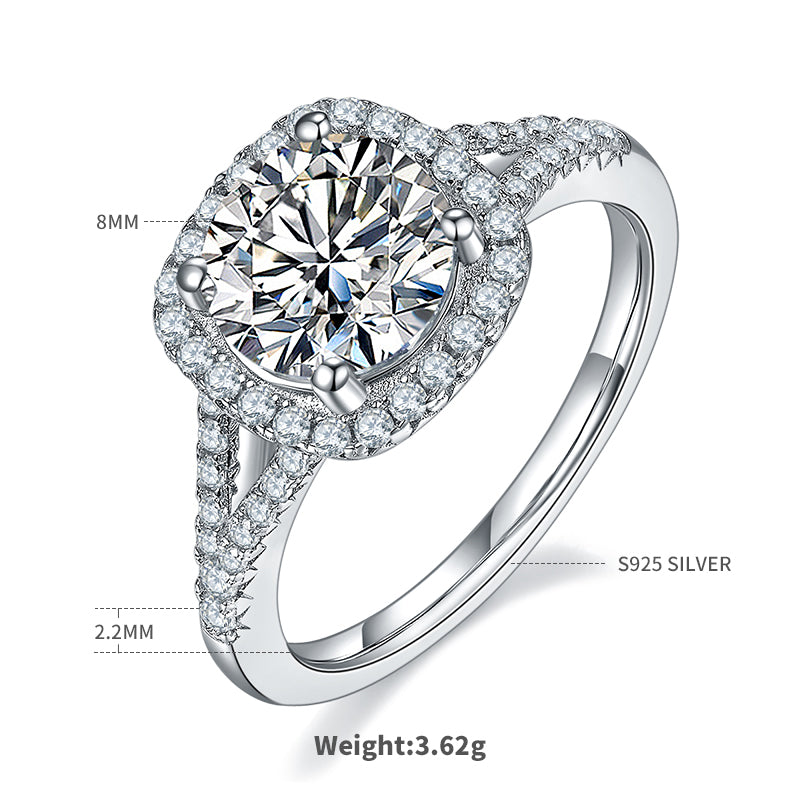 2.0 CT D Color Square Bezel Set Moissanite Split Shank Ring in White Gold Plated Sterling Silver#4