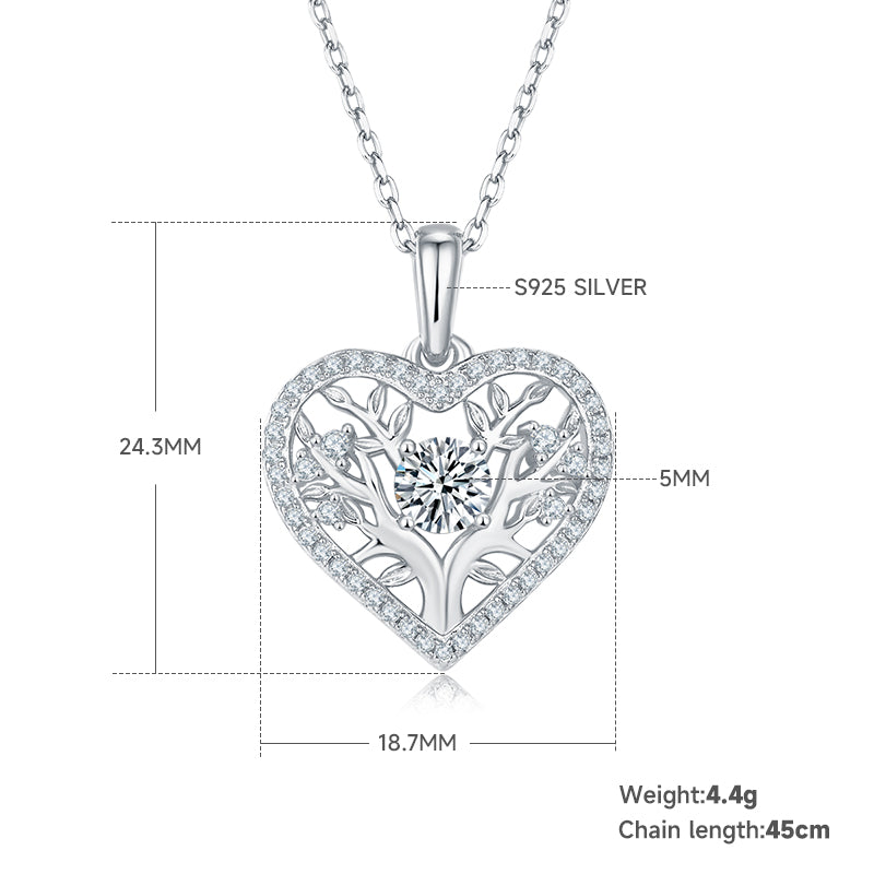 0.78 CT D Color Moissanite Melee Tree of Life Heart Pendant in Sterling Silver#3