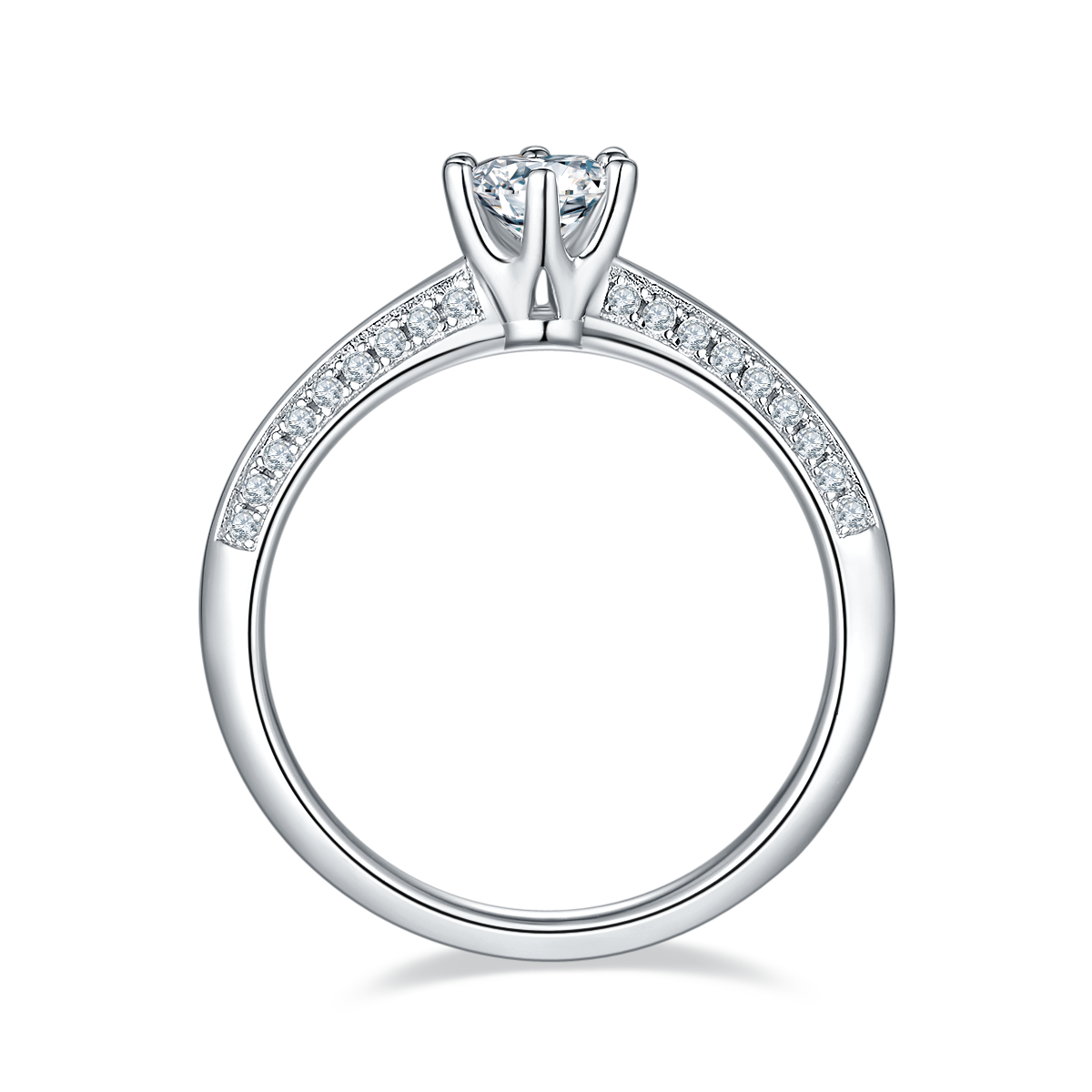 0.5 CT D Color Moissanite Majestic Halo Straight Shank Ring in White Gold Plated Sterling Silver#6