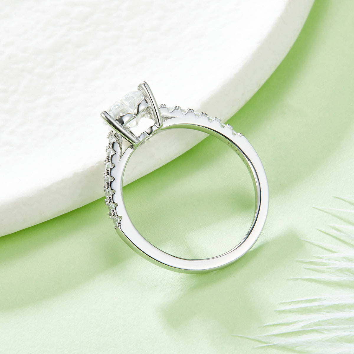 1.0 CT D Color Heart Cut Moissanite Pave Custom Ring in White Gold Plated Sterling Silver#3