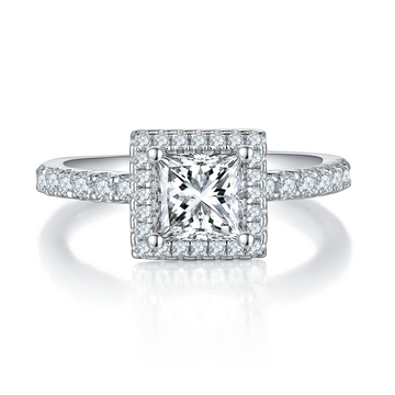 1.0 CT D Color Princess Cut Moissanite Dainty Ring in White Gold Plated Sterling Silver#5
