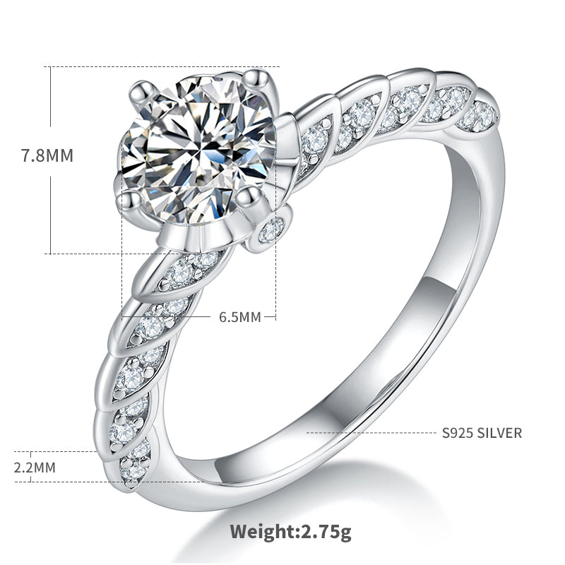 1.0 CT D Color Moissanite Wedding Vow Ring in White Gold Plated Sterling Silver#4