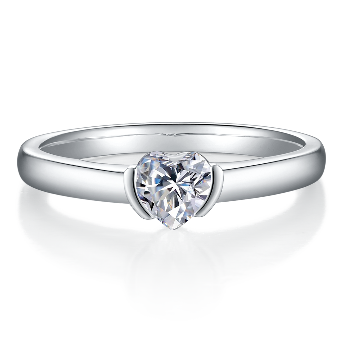 0.5 CT D Color Heart Cut Moissanite Minimalist Ring in White Gold Plated Sterling Silver#4
