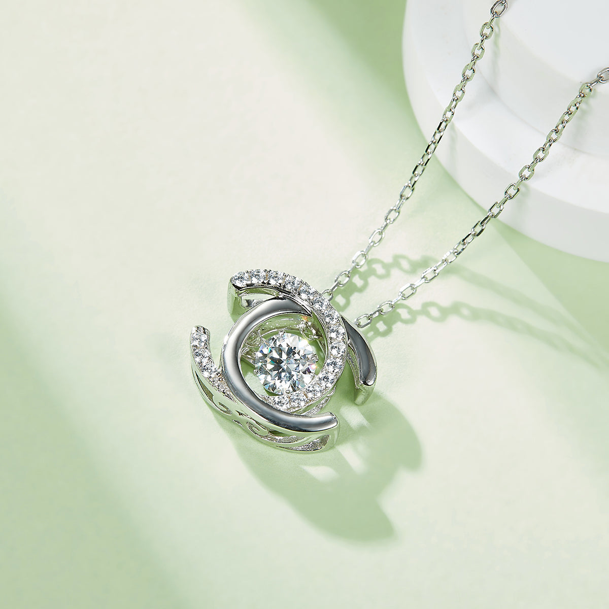 0.5 CT D Color Dancing Double C Moissanite Necklace in White Gold Plated Sterling Silver#4