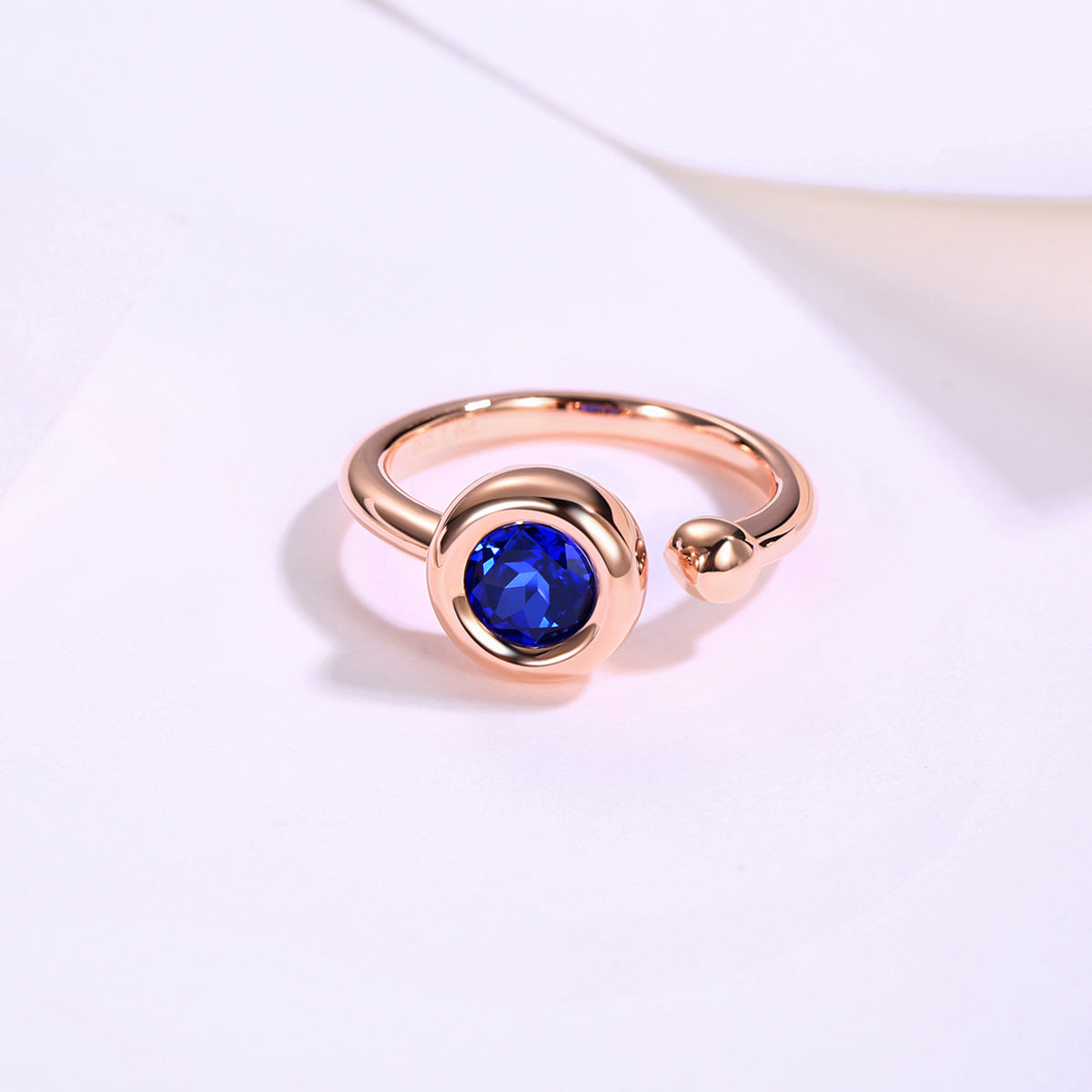 1.0 CT D Color Moissanite Bubble Open Ring in Rose Gold Plated Sterling Silver#7