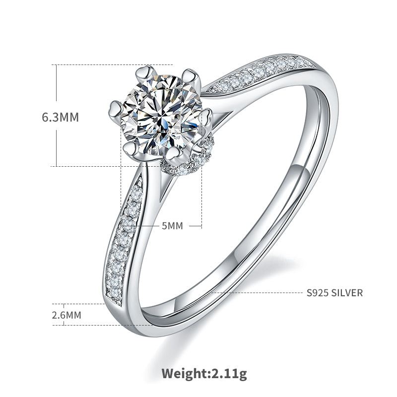 0.5 CT D Color Moissanite Pave Spinning Fortune Ring in White Gold Plated Sterling Silver#4