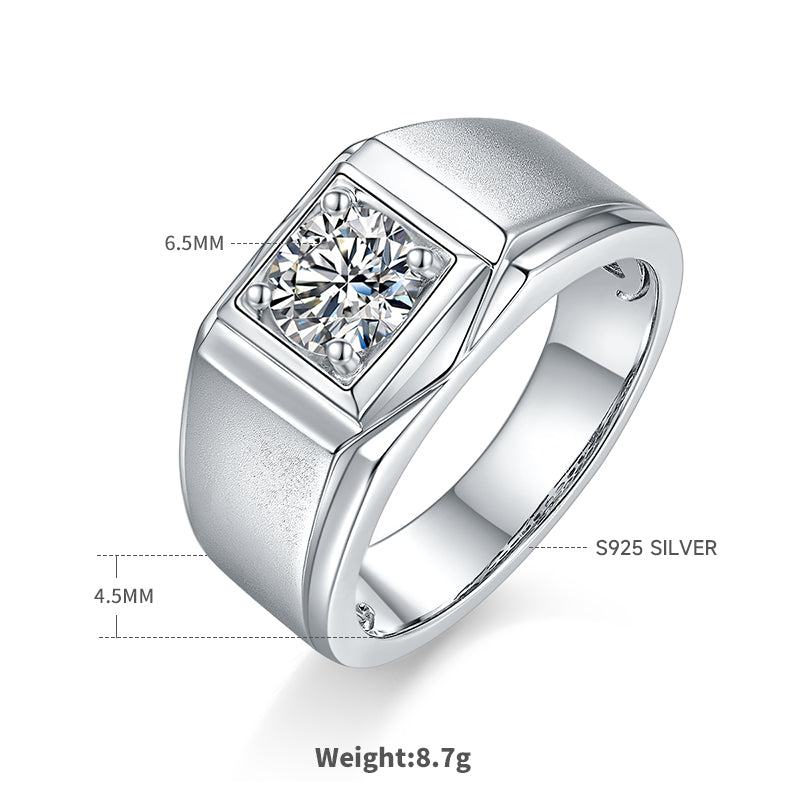 1.0 CT D Color Moissanite Trendsetter Men's Band in White Gold Plated Sterling Silver#1