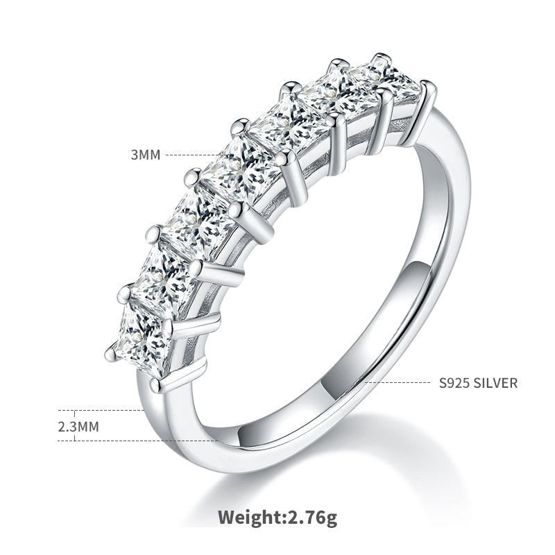 2.1 CT D Color Princess Cut Moissanite Eternity Band in White Gold Plated Sterling Silver#1