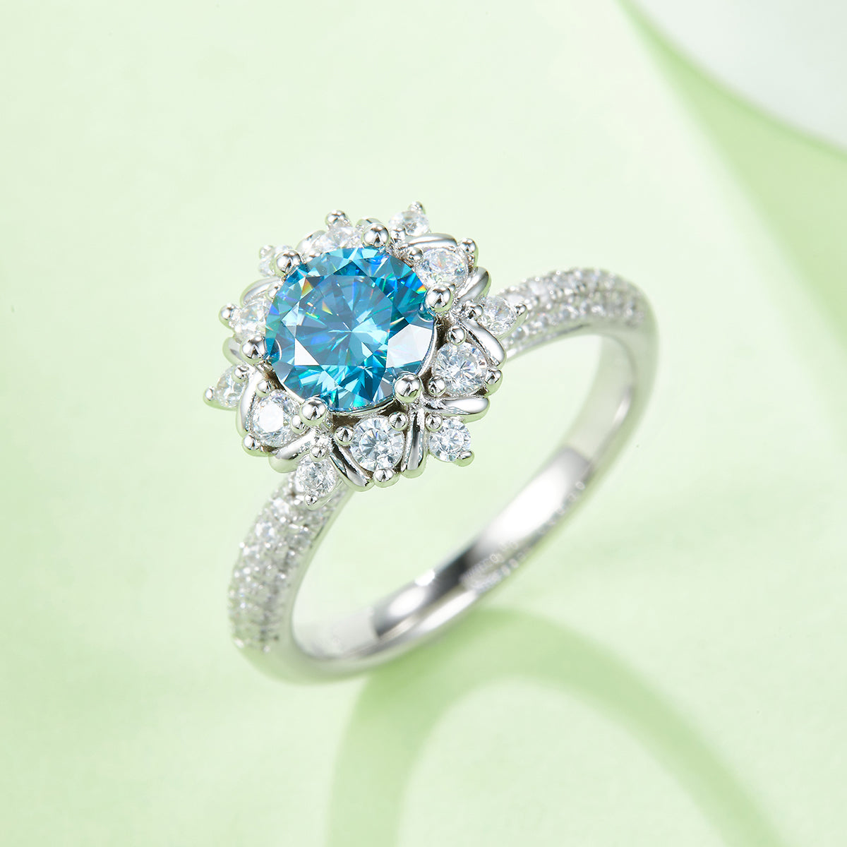 1.0 CT D Color Moissanite Phoenix Floral Ring in White Gold Plated Sterling Silver#10