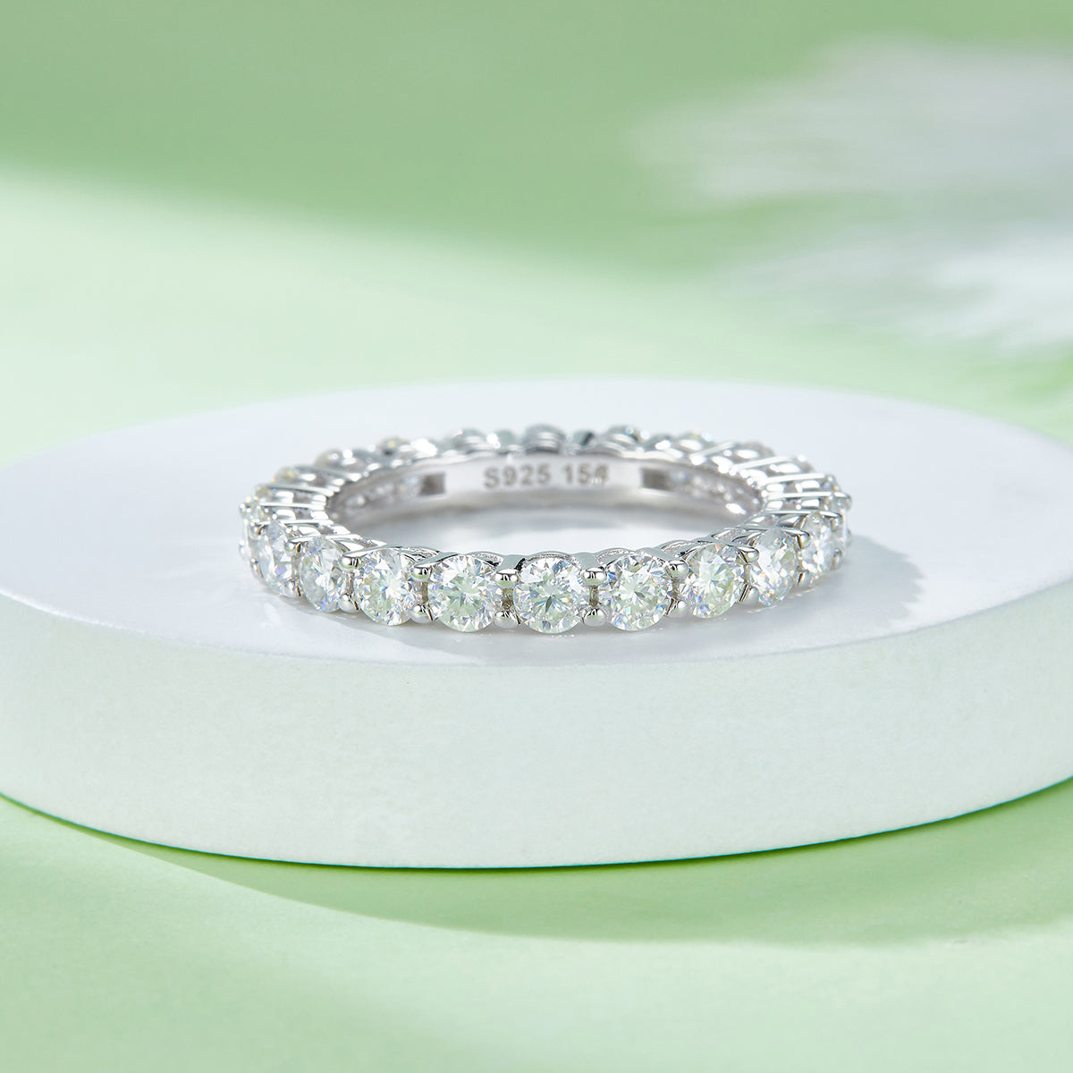 2.4 CT D Color Round Cut Moissanite Full Eternity Custom Ring in White Gold Plated Sterling Silver#5