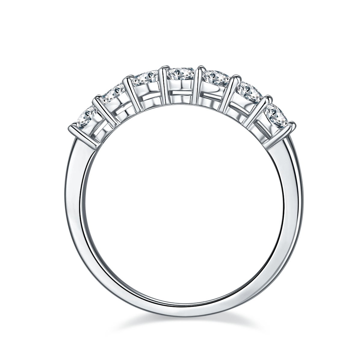0.7 CT D Color Moissanite Melee Seven-Star Eternity Band in White Gold Plated Sterling Silver#3