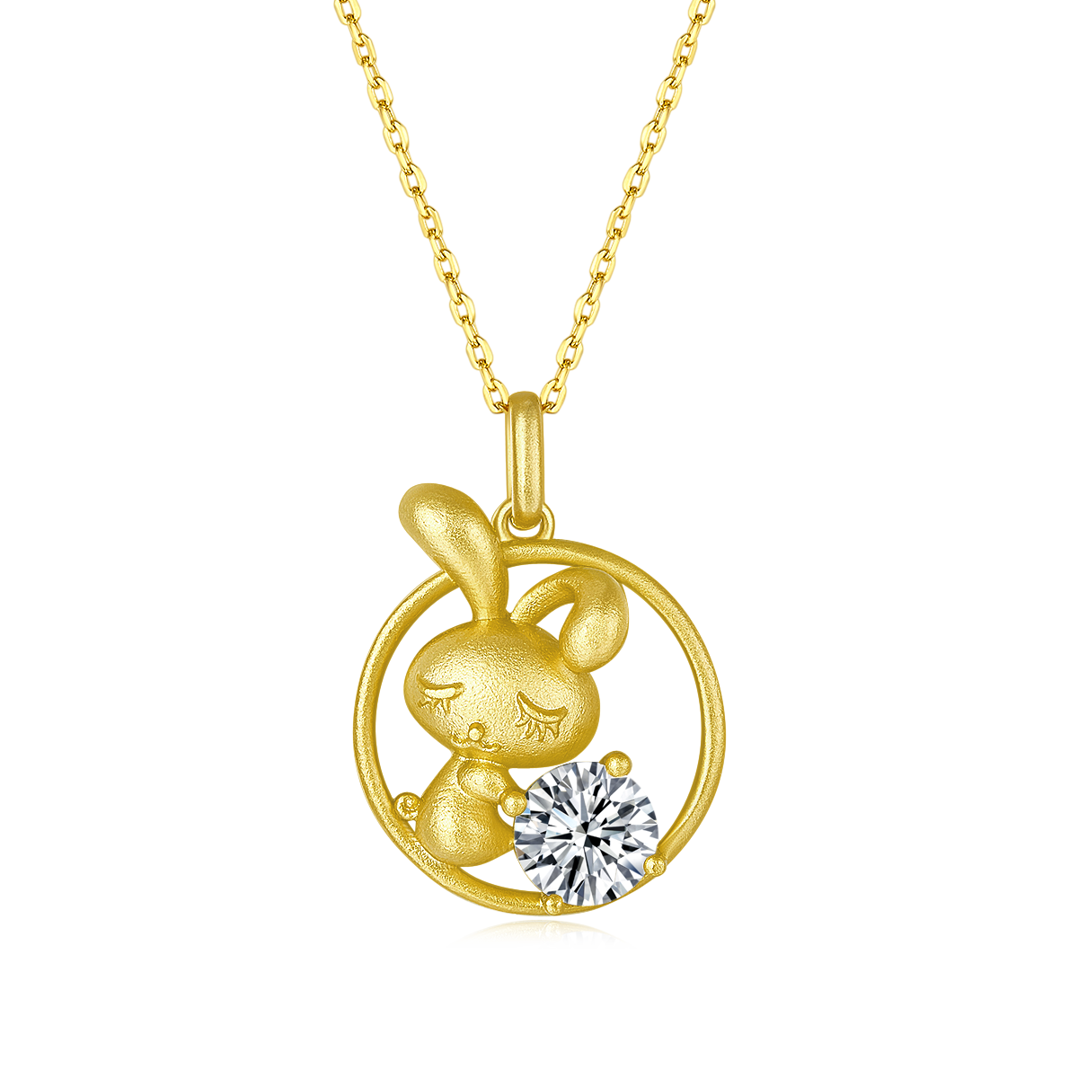 1.0 CT Moissanite Chinese Zodiac Rabbit Necklace in Sterling Silver#2