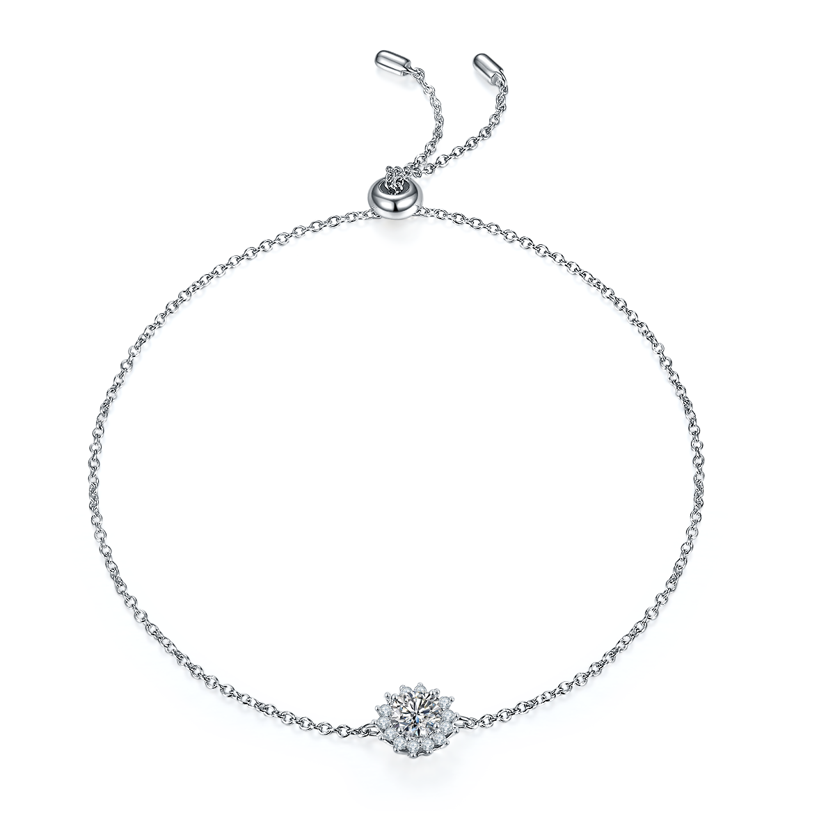 Moissanite Sunflower Pendant & Stud Earrings Set in White Gold Plated Sterling Silver#6