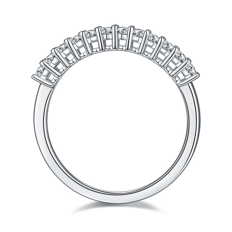 1.0 CT D Color Oval Cut Moissanite Custom Eternity Band in White Gold Plated Sterling Silver#2