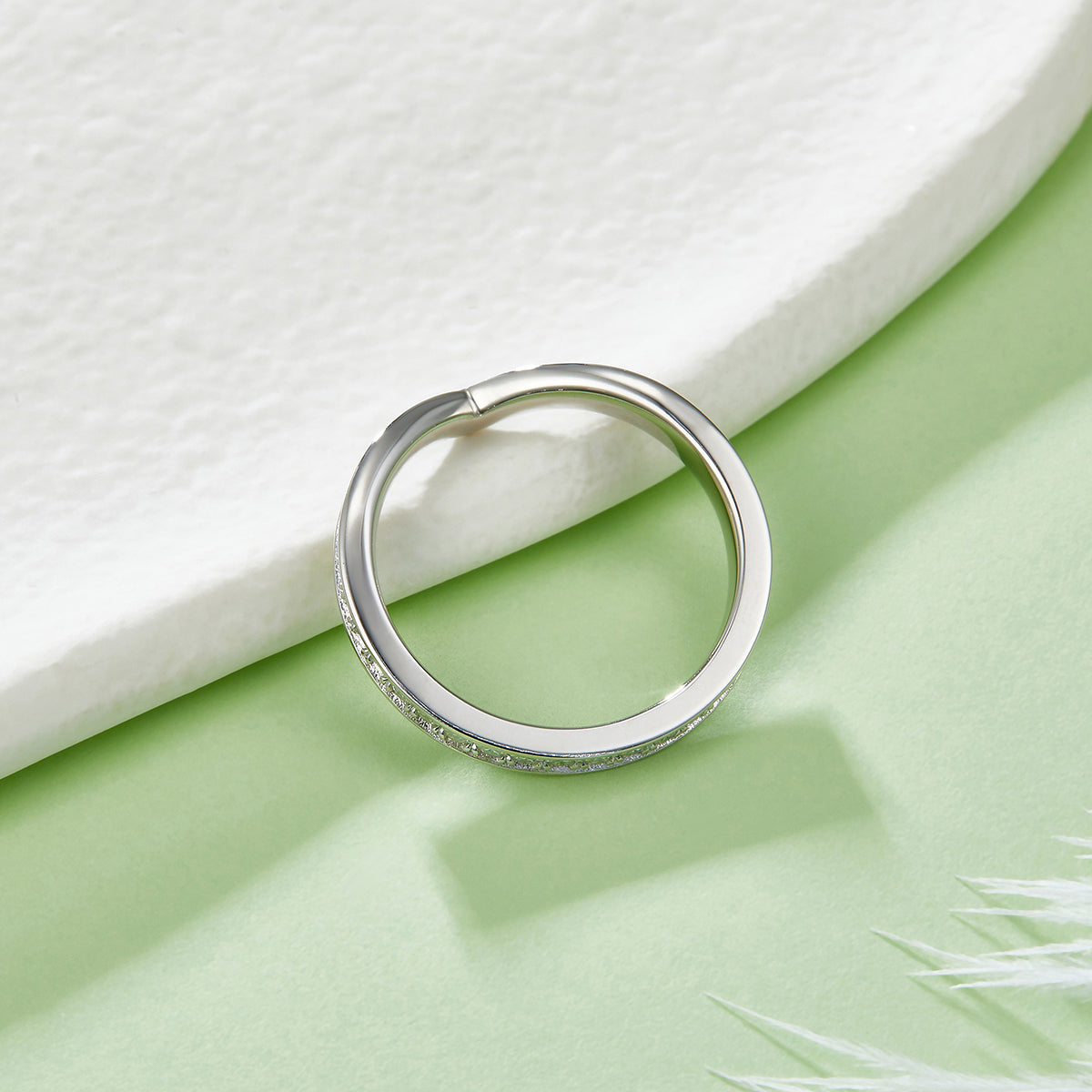 0.6 CT D Color Moissanite Melee V-Shaped Full Eternity Ring Guard in White Gold Plated Sterling Silver#5