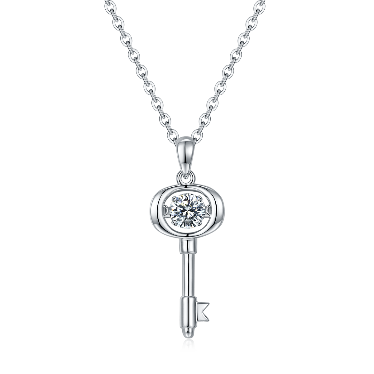 0.5 CT D Color Dancing Lock of Love Moissanite Necklace in White Gold Plated Sterling Silver#2