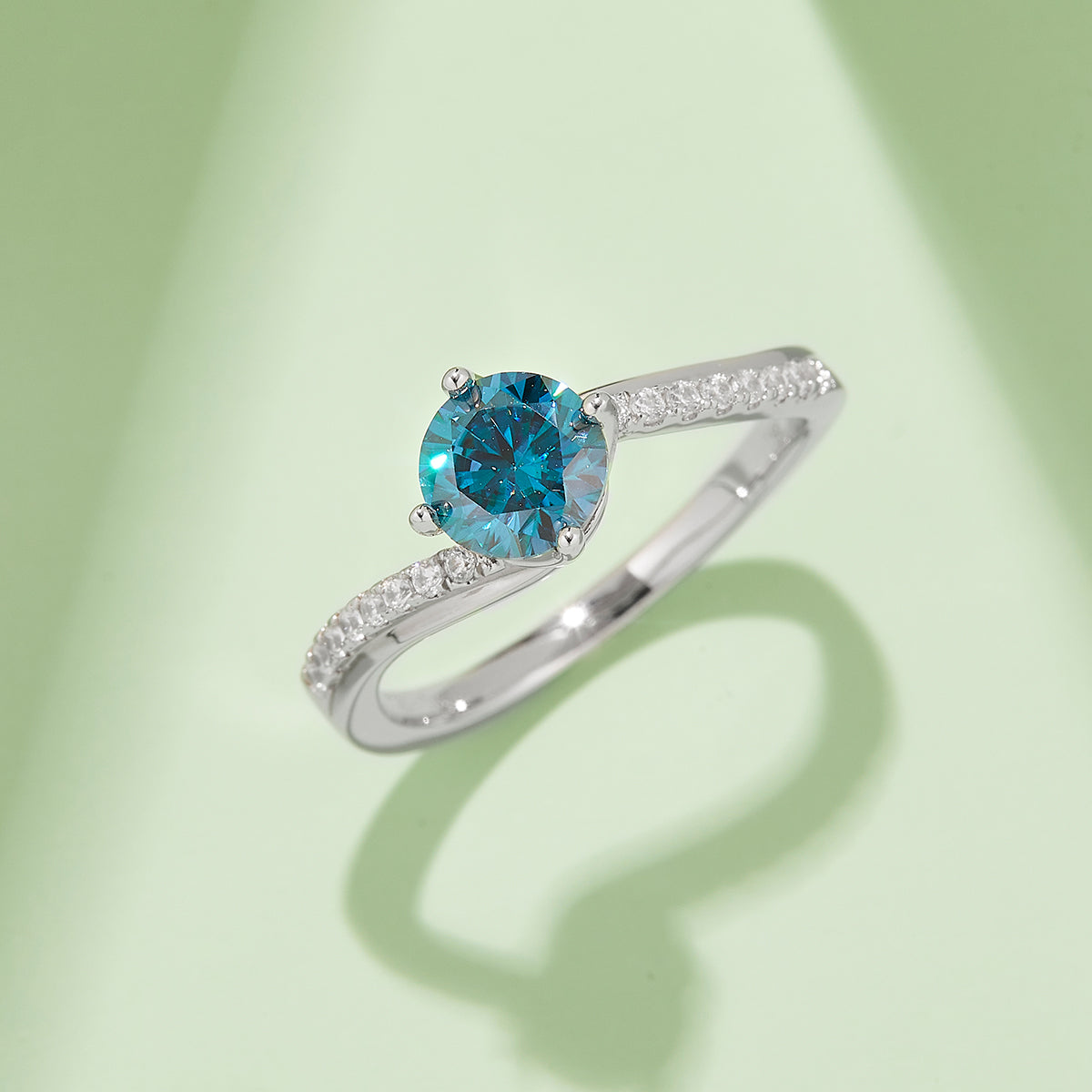 1.0 CT D Color Moissanite Happy Embrace Ring in White Gold Plated Sterling Silver#10