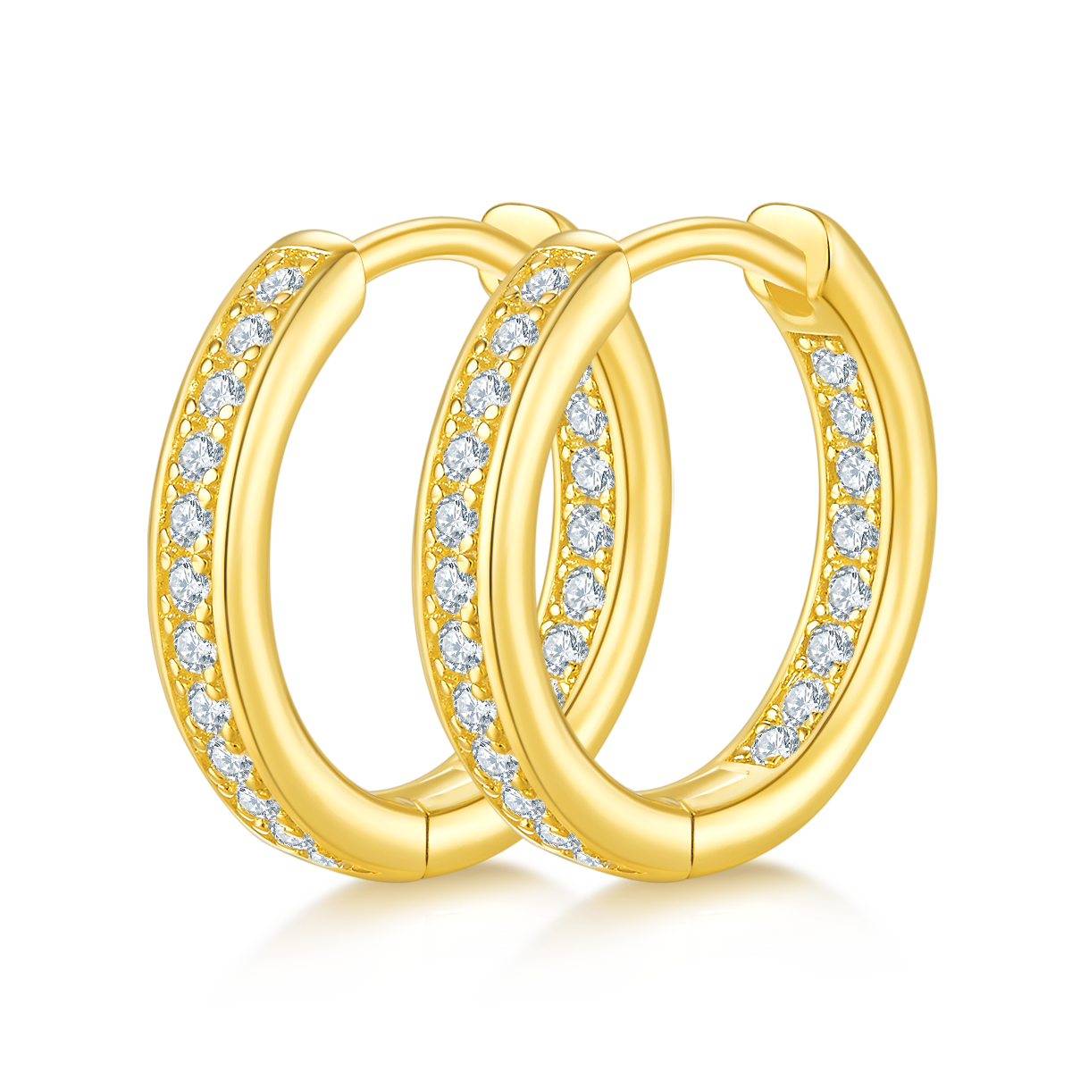 0.32 CT D Color Moissanite Melee Single Row Half Hoop Earrings in Sterling Silver#5