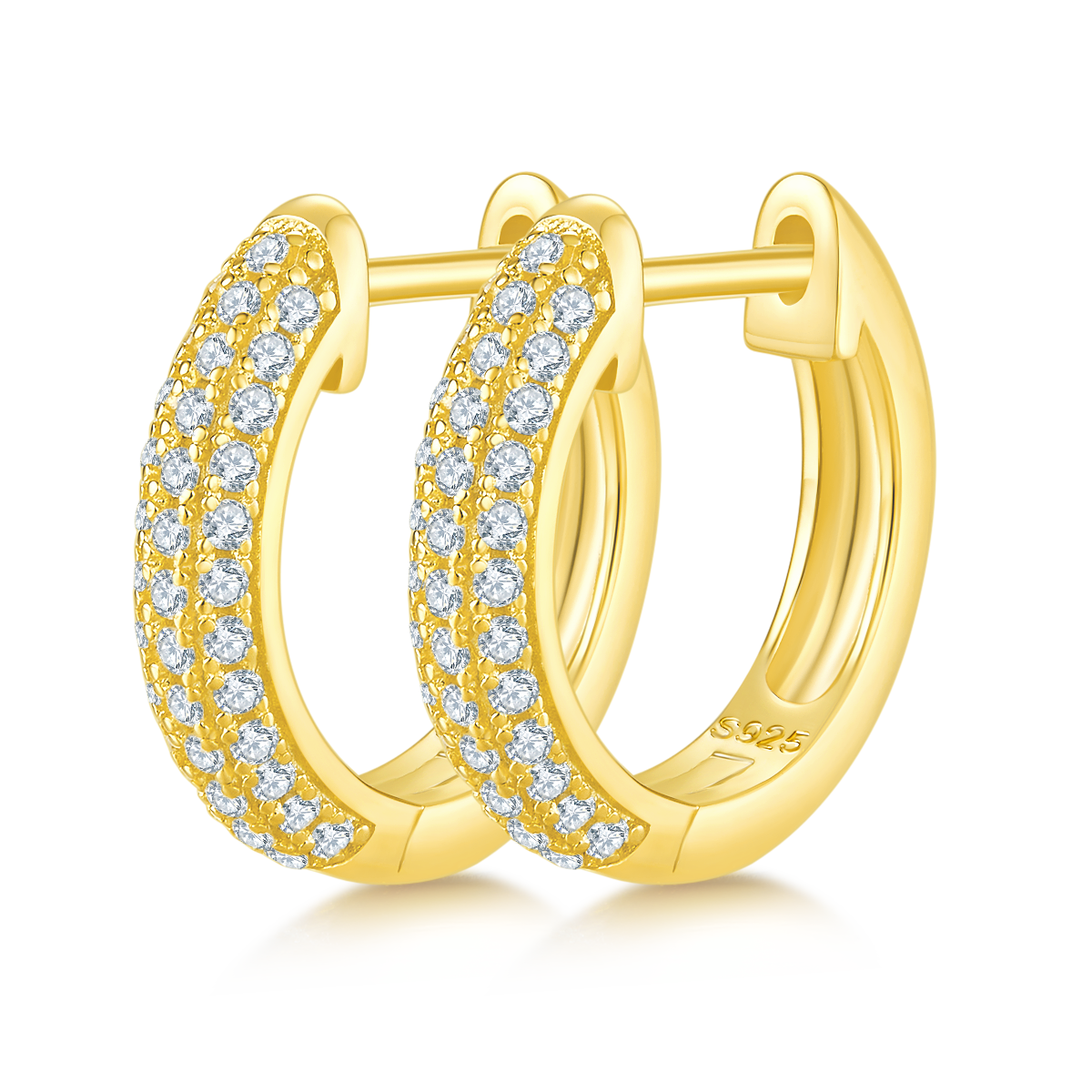 0.37 CT D Color Moissanite Melee 3-Row Half Hoop Earrings in Sterling Silver#5