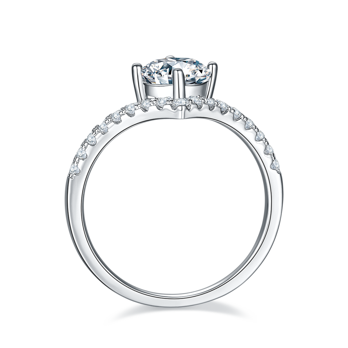 1.0 CT D Color Moissanite V-Shaped Eternity Band in White Gold Plated Sterling Silver#3