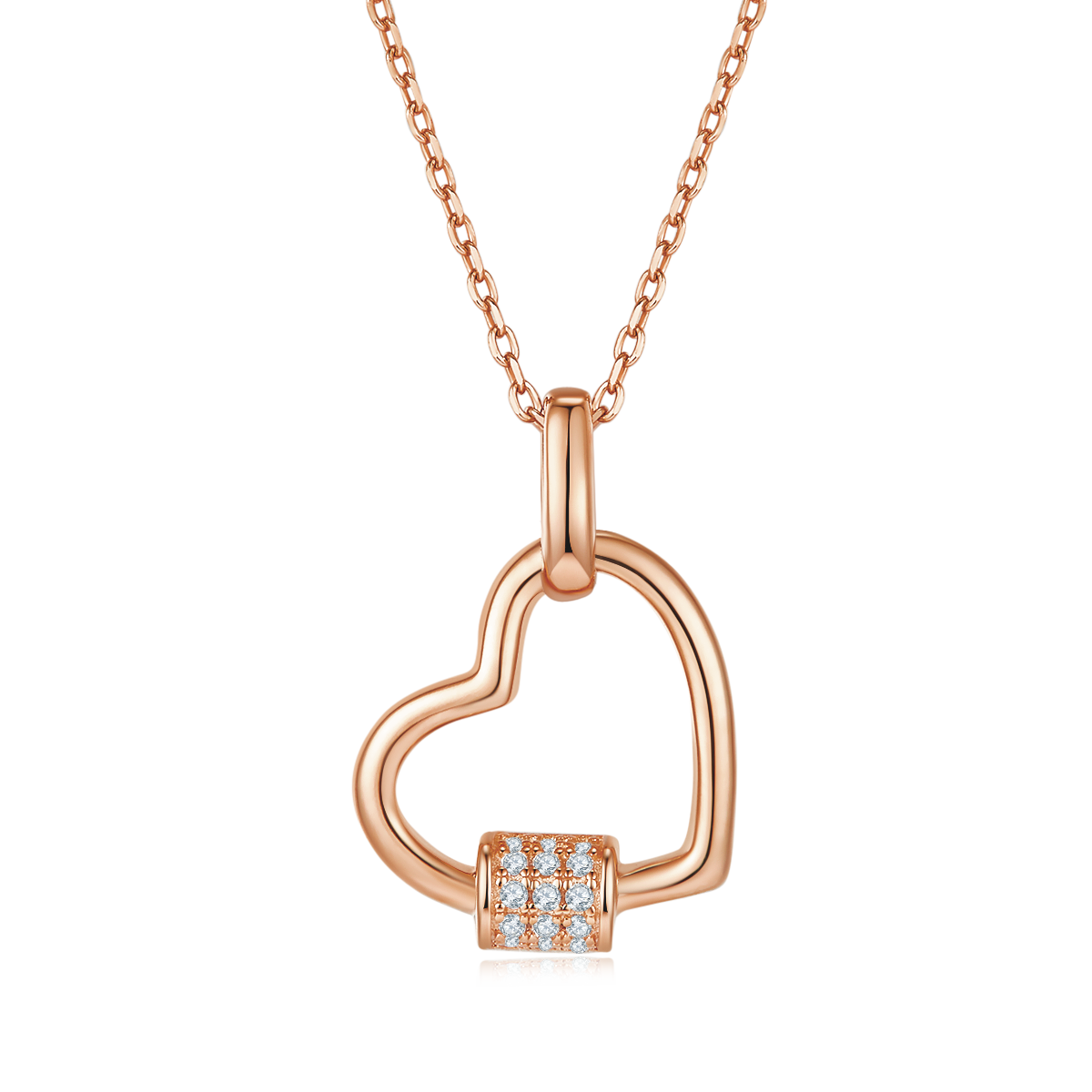 0.1 CT D Color Moissanite Melee Lock Heart Pendant in Sterling Silver#4