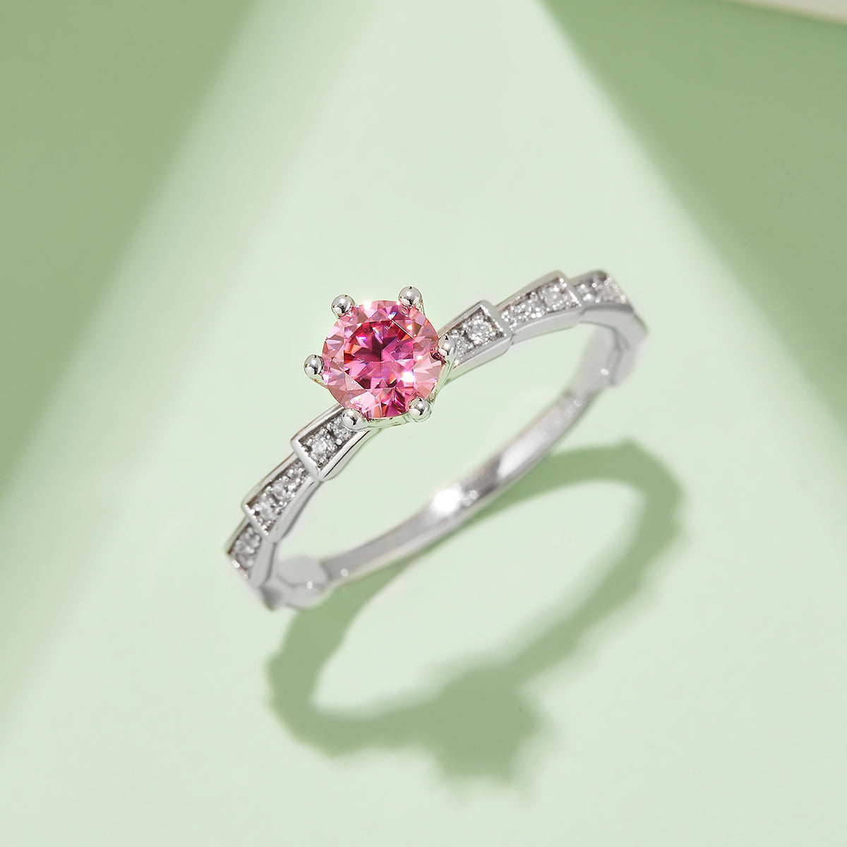 0.5 CT D Color Moissanite Pave Mechanical Snake Ring in White Gold Plated Sterling Silver#8