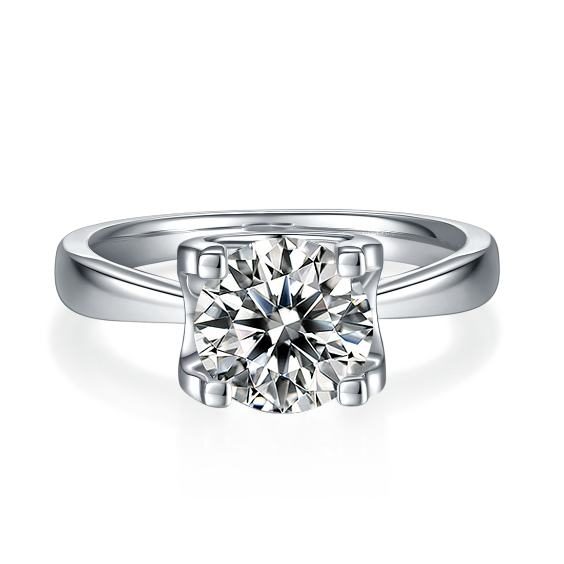 2.0 CT D Color Moissanite Peg Head Classic Ring in White Gold Plated Sterling Silver#5