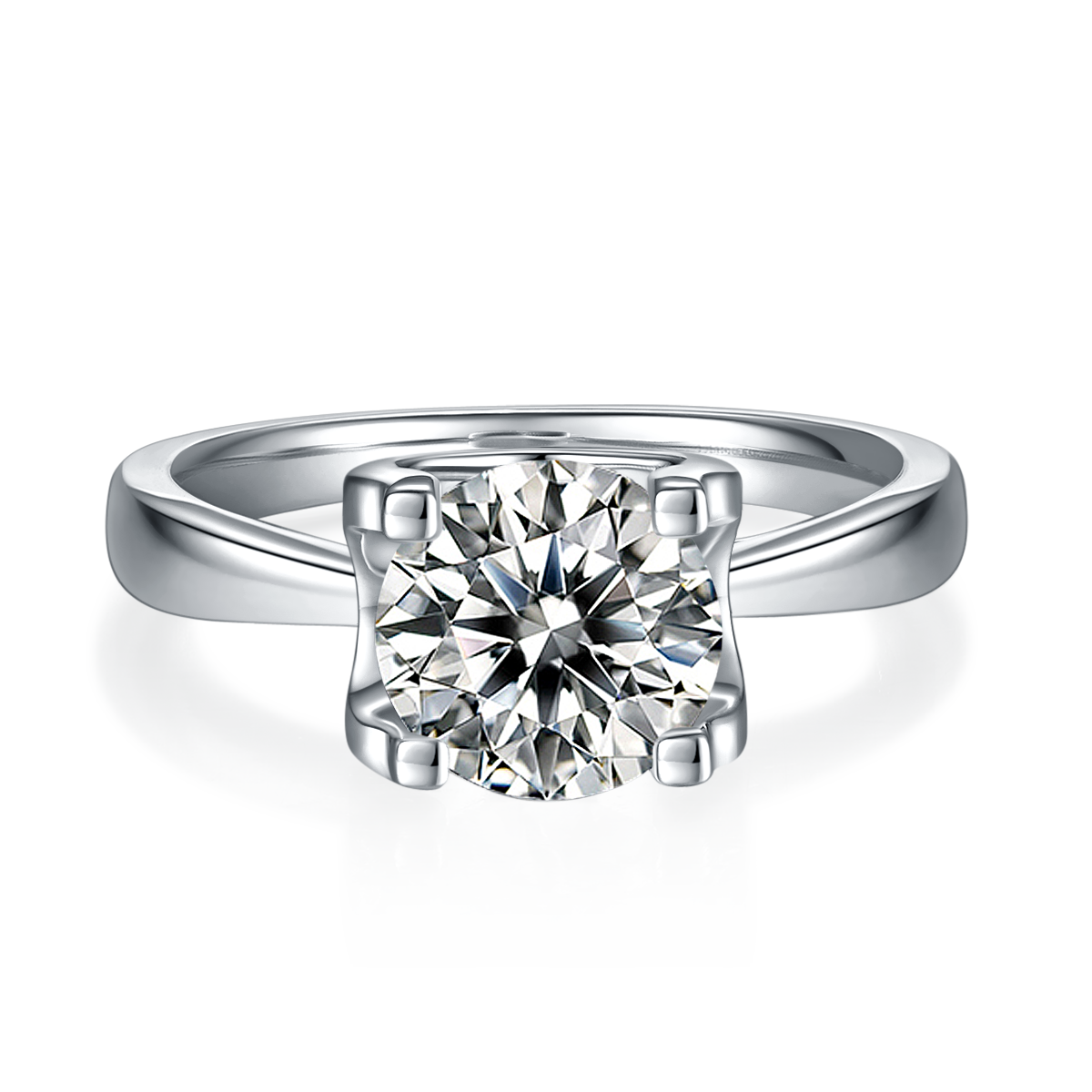 2.0 CT D Color Moissanite Peg Head Classic Ring in White Gold Plated Sterling Silver#5
