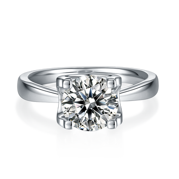 2.0 CT D Color Moissanite Peg Head Classic Ring in White Gold Plated Sterling Silver#5