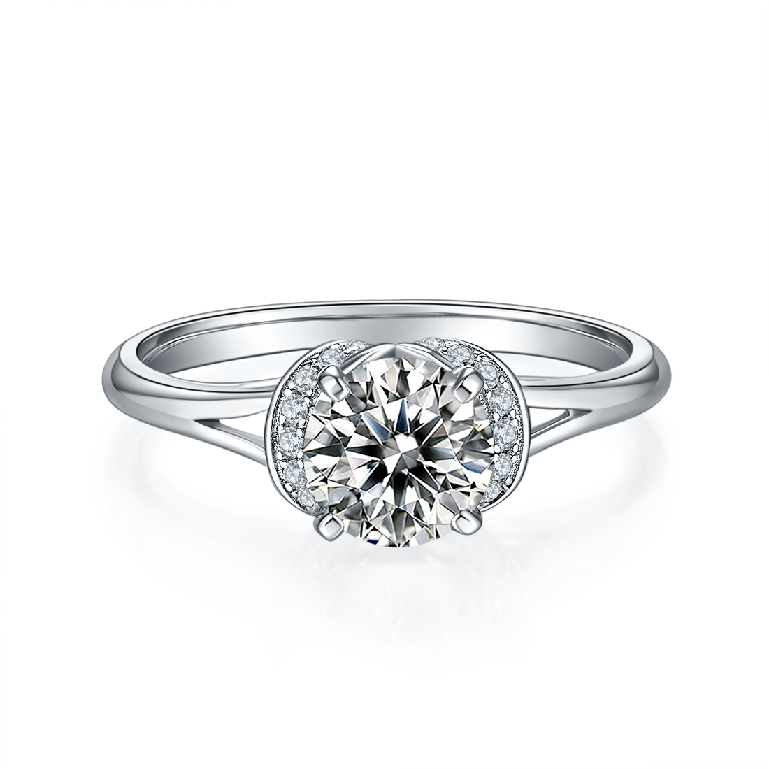 1.0 CT D Color Moissanite True Love Ring in White Gold Plated Sterling Silver#5