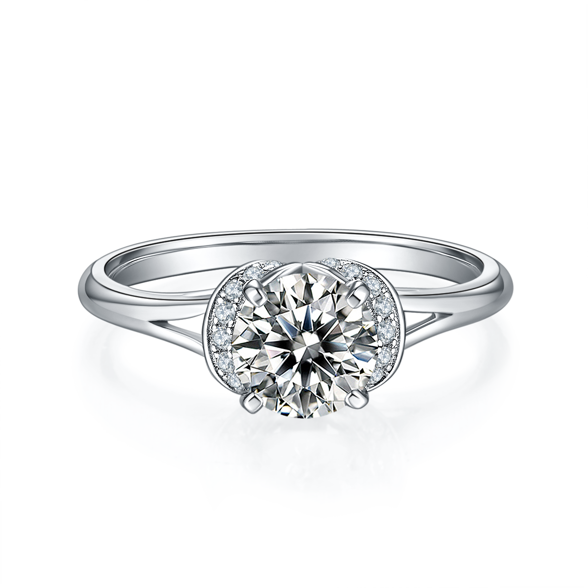 1.0 CT D Color Moissanite True Love Ring in White Gold Plated Sterling Silver#5