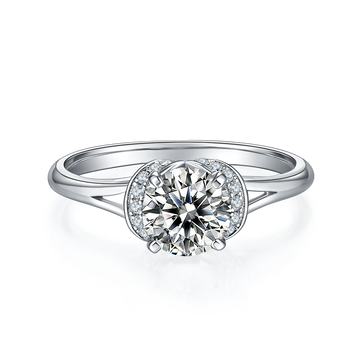 1.0 CT D Color Moissanite True Love Ring in White Gold Plated Sterling Silver#5