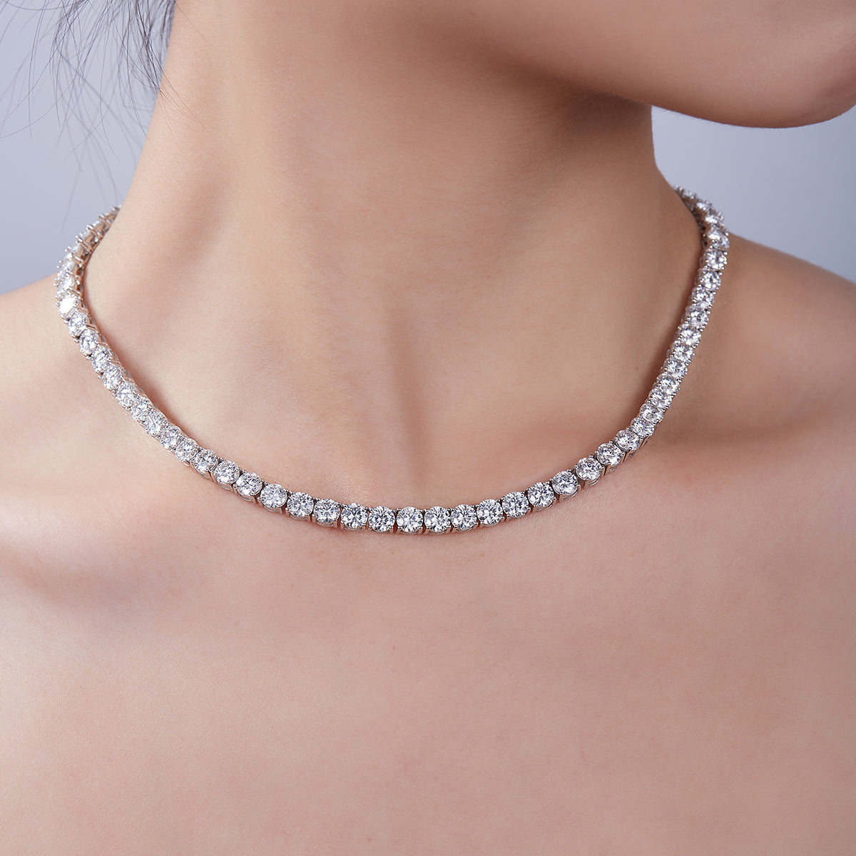 D Color Moissanite Classic 4-Prong Tennis Bracelet in 18K White Gold Plated Sterling Silver#9