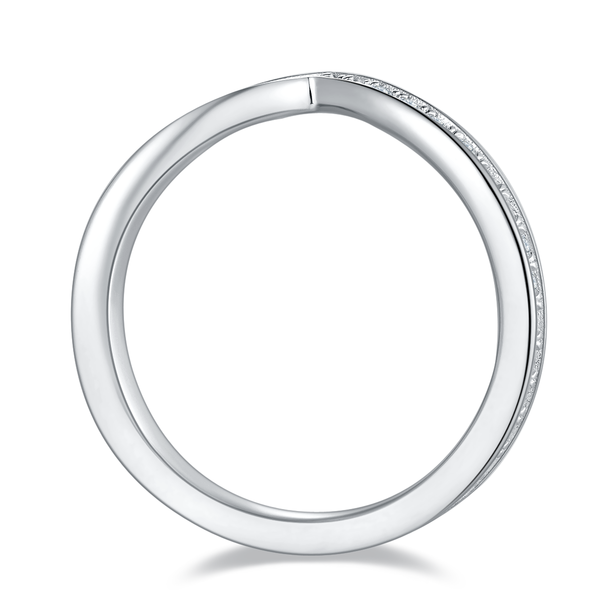 0.6 CT D Color Moissanite Melee V-Shaped Full Eternity Ring Guard in White Gold Plated Sterling Silver#2