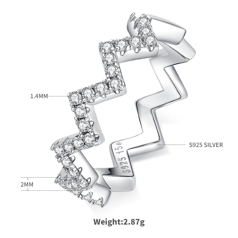 Z-Shaped Moissanite Melee Ring Guard in White Gold Plated Sterling Silver#1