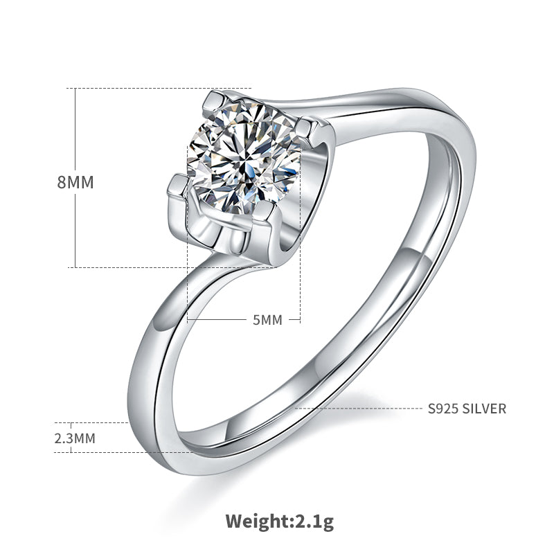 0.5 CT D Color Moissanite Peg Head Twisted Shank Ring in White Gold Plated Sterling Silver#4