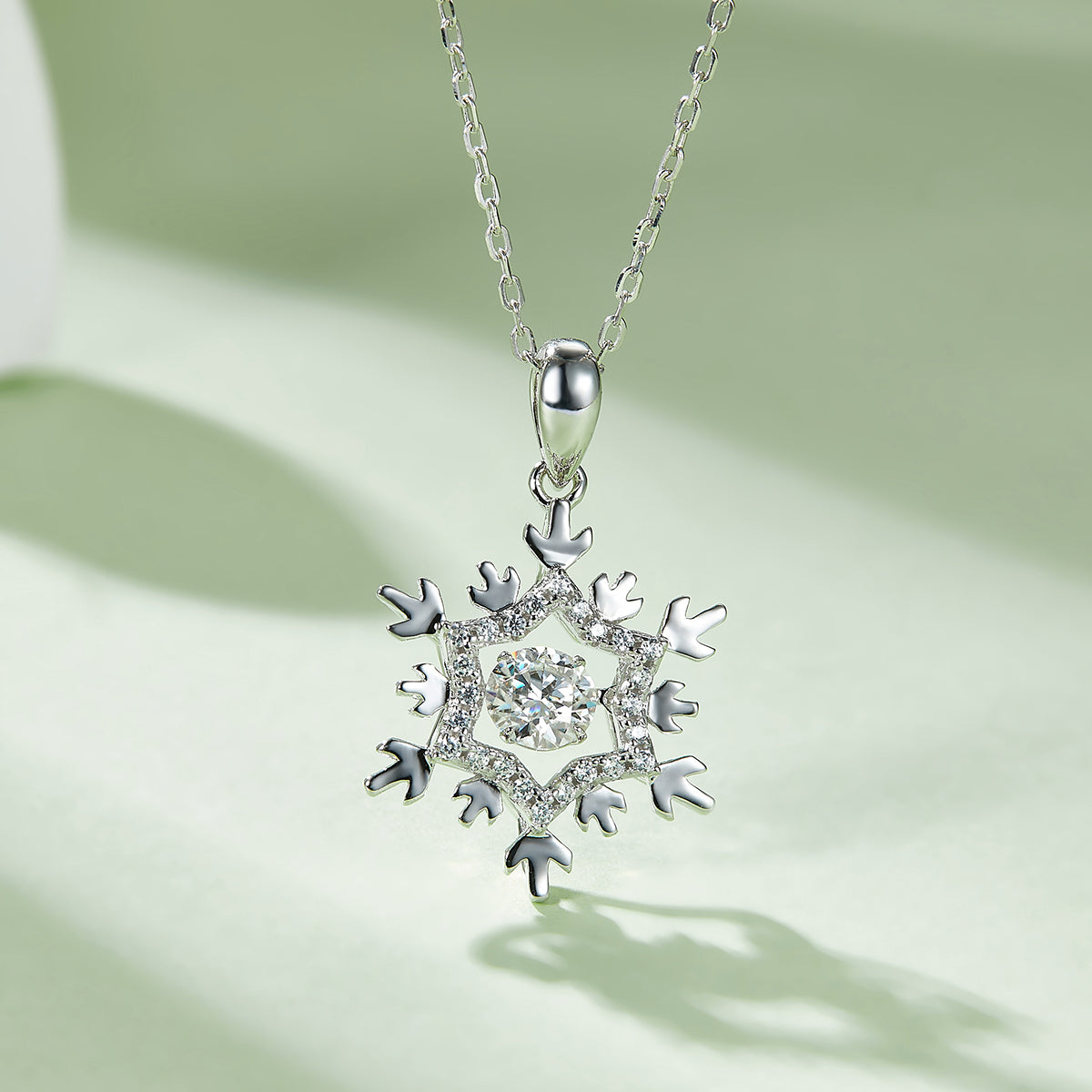 0.5 CT D Color Dancing Snow Queen Moissanite Necklace in White Gold Plated Sterling Silver#3