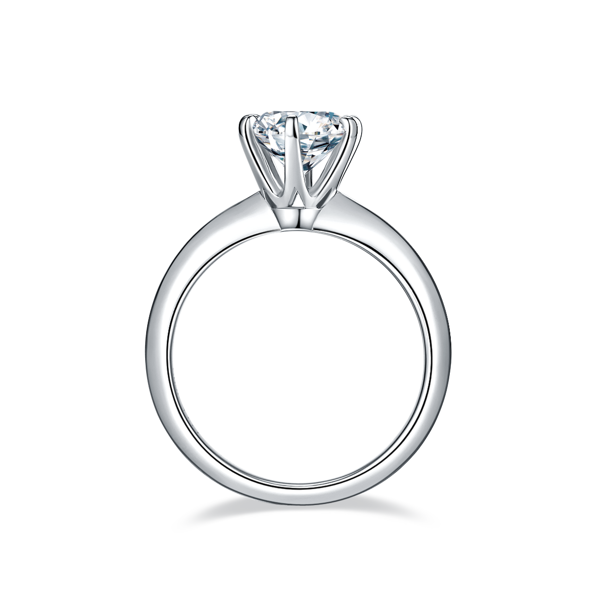 1.5 CT D Color Moissanite 6-Prong Classic Plain Shank Ring in White Gold Plated Sterling Silver#6