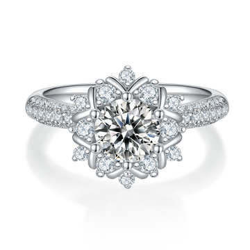 1.0 CT D Color Moissanite Phoenix Floral Ring in White Gold Plated Sterling Silver#5
