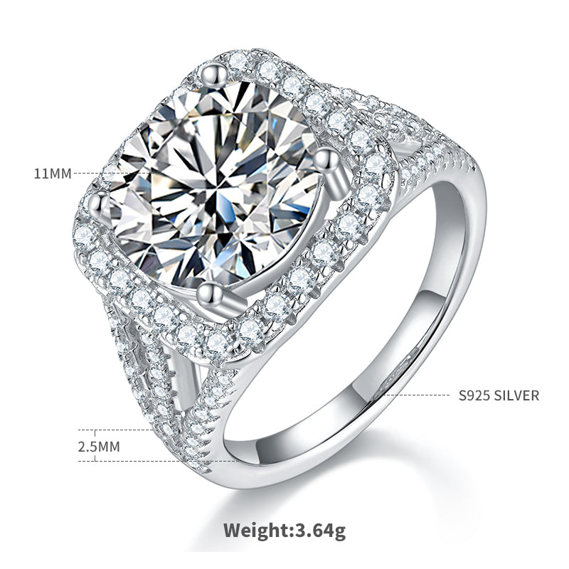 5.0 CT D Color Square Bezel Set Moissanite Classic Ring in White Gold Plated Sterling Silver#1