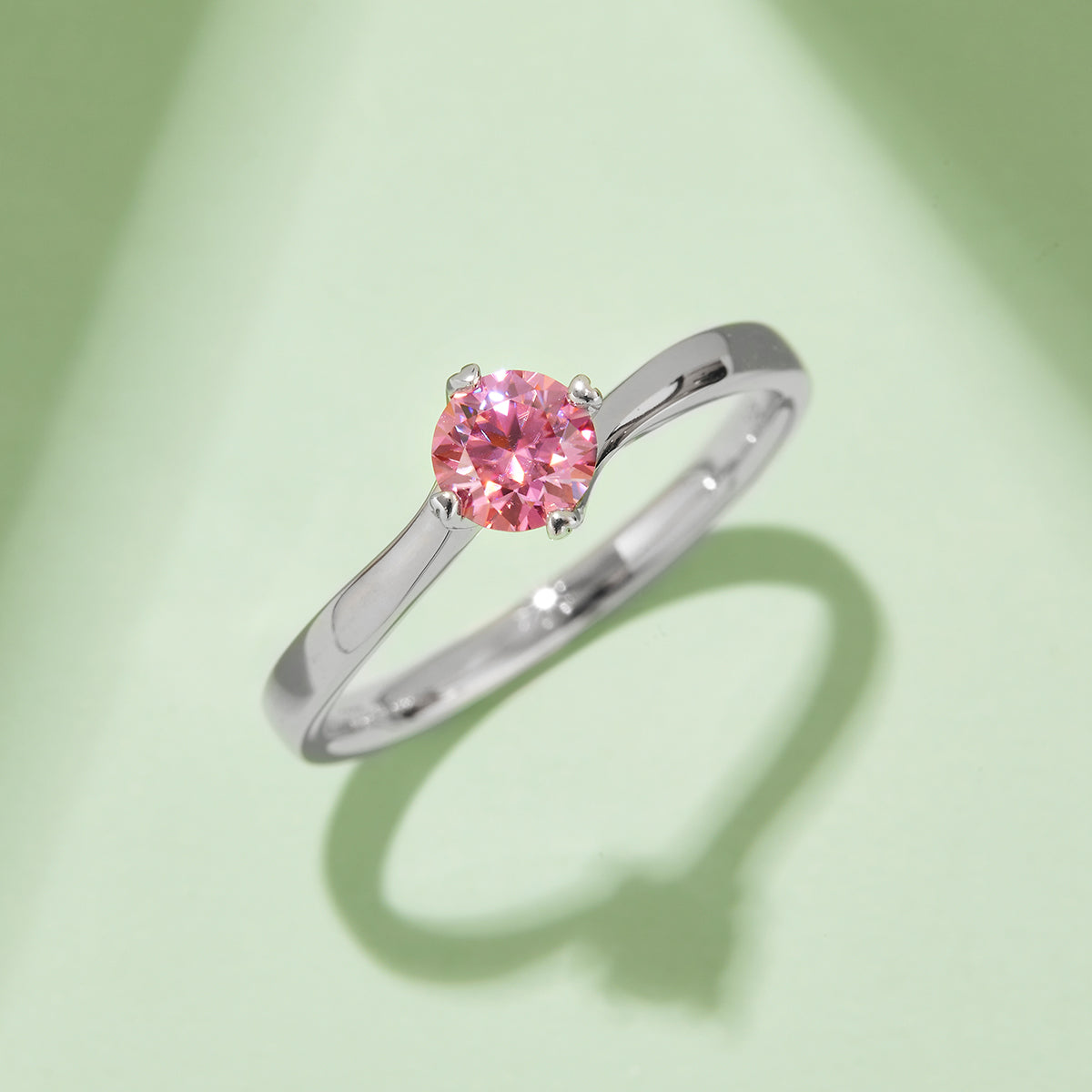 0.5 CT D Color Moissanite 4-Prong Twisted Shank Ring in White Gold Plated Sterling Silver#8
