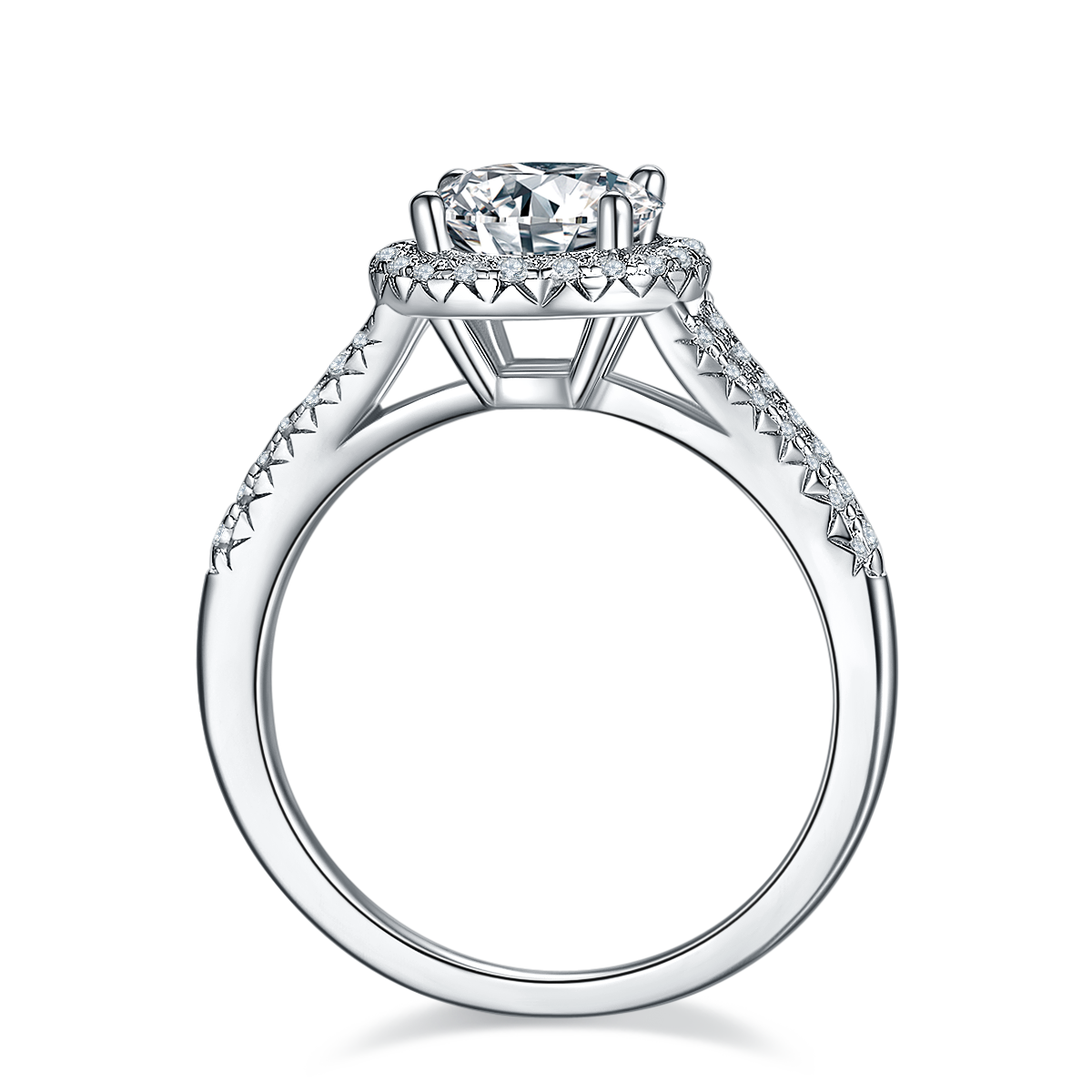 1.5 CT D Color Bezel Set Moissanite Split Shank Ring in White Gold Plated Sterling Silver#6