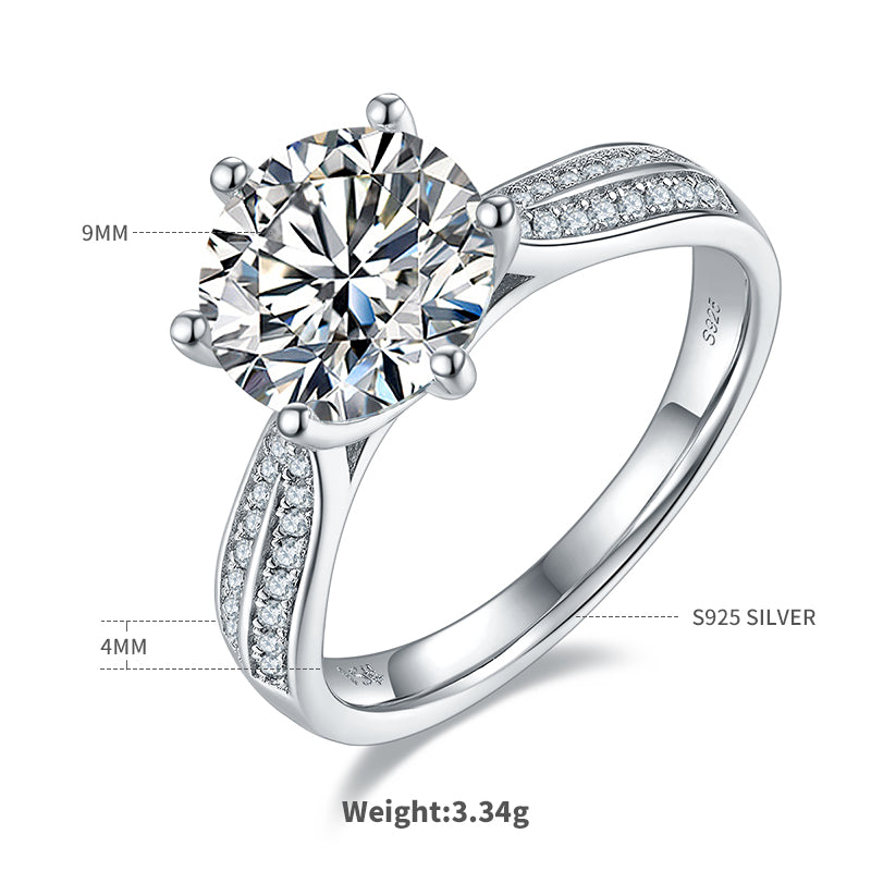3.0 CT D Color Moissanite Star Queen Custom Ring in White Gold Plated Sterling Silver#4