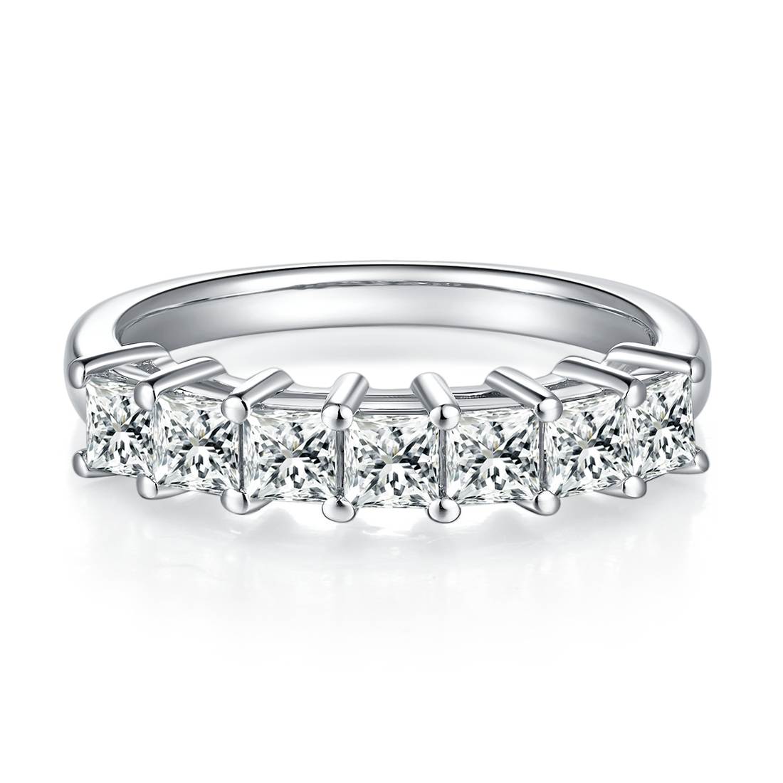 2.1 CT D Color Princess Cut Moissanite Eternity Band in White Gold Plated Sterling Silver#3