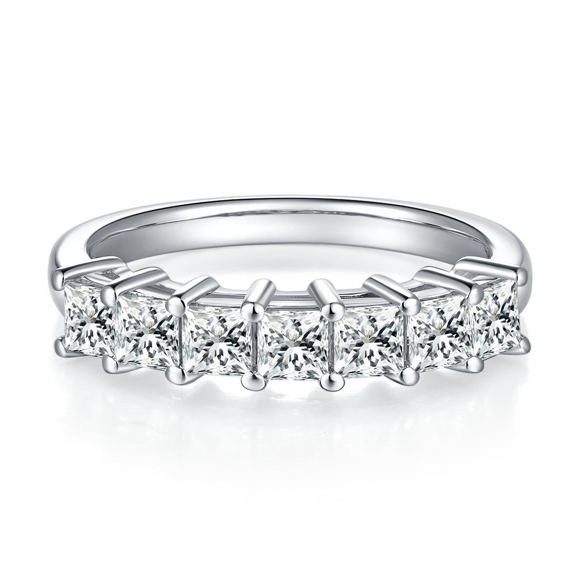 2.1 CT D Color Princess Cut Moissanite Eternity Band in White Gold Plated Sterling Silver#3