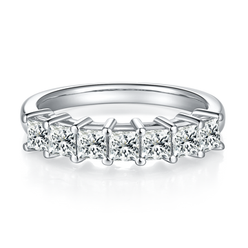 2.1 CT D Color Princess Cut Moissanite Eternity Band in White Gold Plated Sterling Silver#3