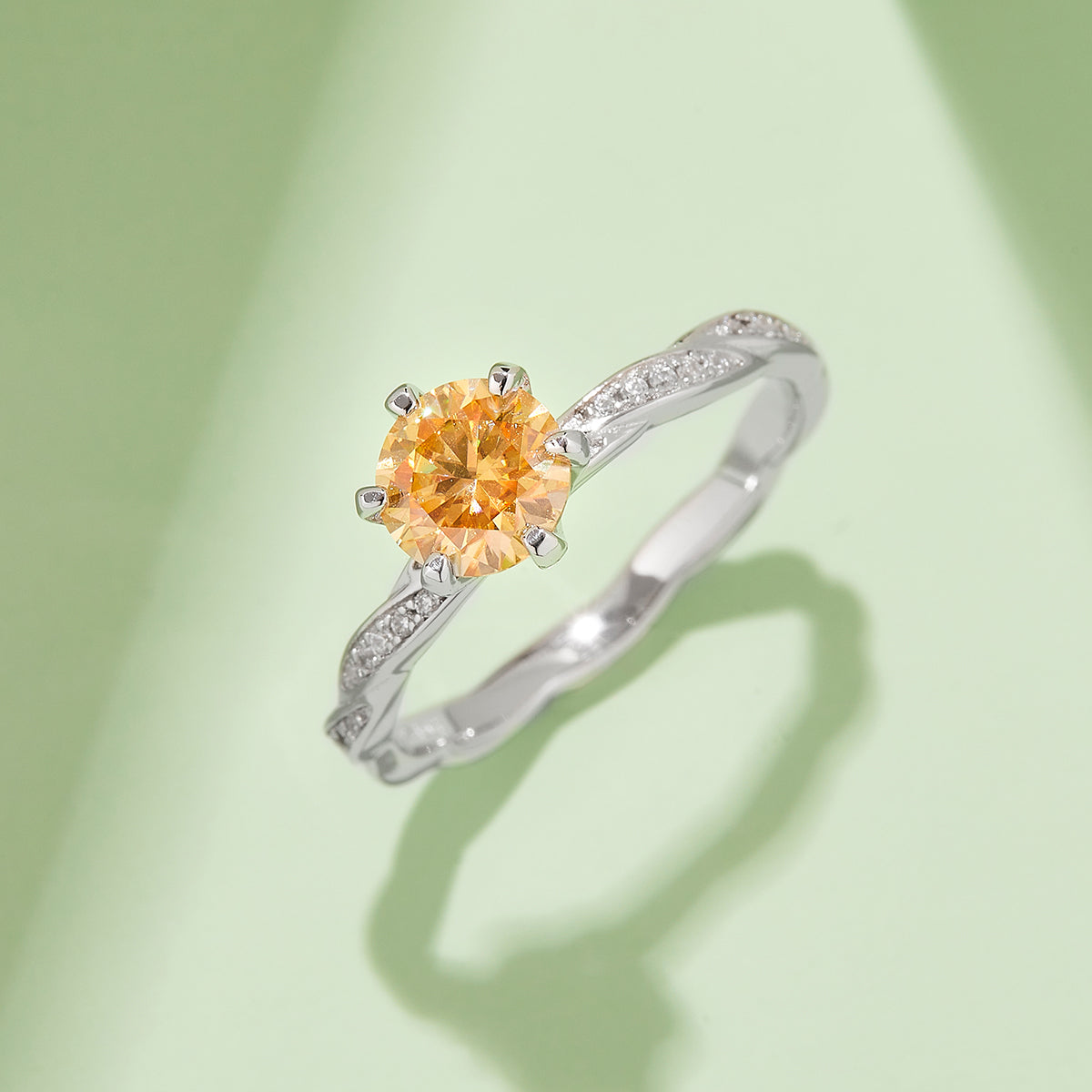 1.0 CT D Color Moissanite Tender Love Ring in White Gold Plated Sterling Silver#9