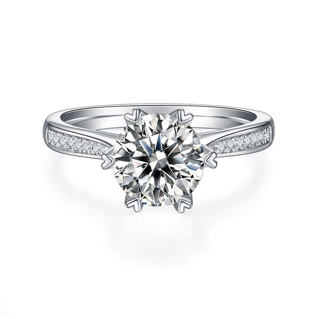 2.0 CT D Color Moissanite Spinning Fortune Custom Ring in White Gold Plated Sterling Silver#5