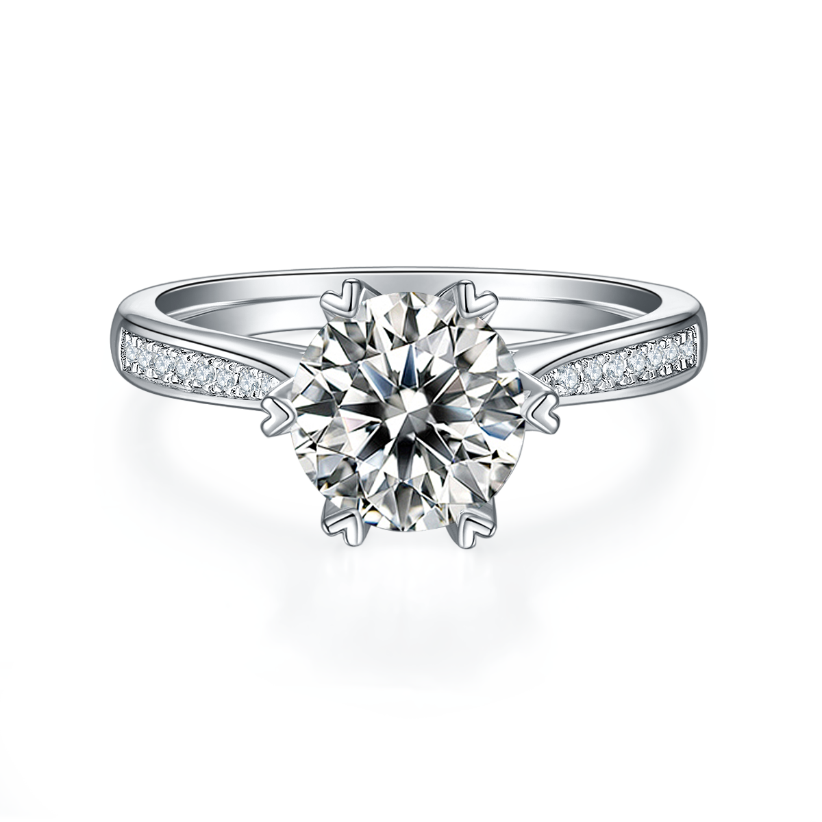 2.0 CT D Color Moissanite Spinning Fortune Custom Ring in White Gold Plated Sterling Silver#5