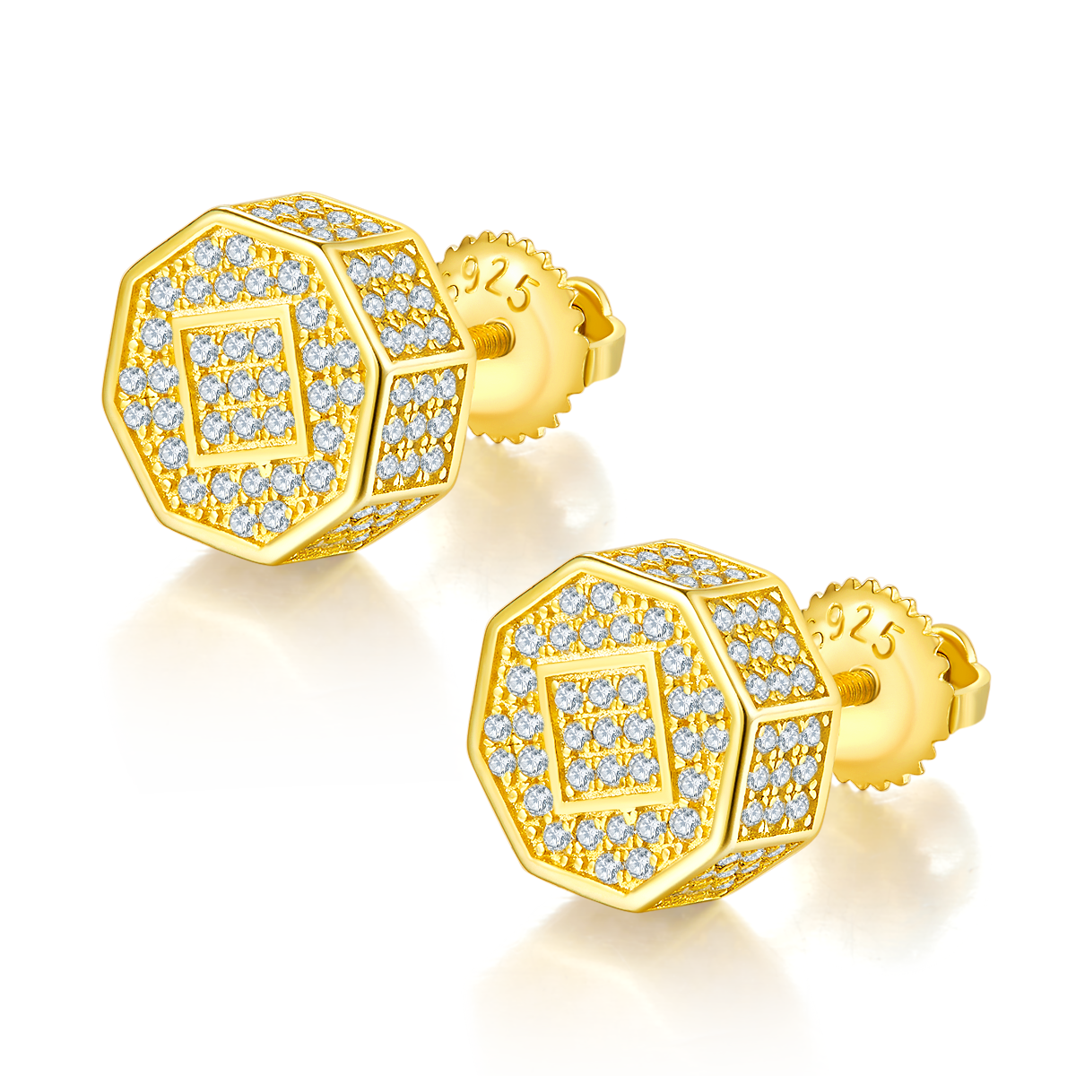 0.79 CT D Color Moissanite Melee Rhombus Cut Screw Back Stud Earrings in Sterling Silver#2